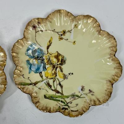 Lot of 2 Antique Limoges France A Lanterier Porcelain Scallop Plates