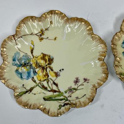 Lot of 2 Antique Limoges France A Lanterier Porcelain Scallop Plates