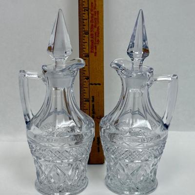 Pair of Vintage Crystal CAPE COD Glass Oil Cruet Bottle & Stopper 5oz