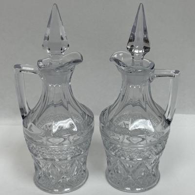 Pair of Vintage Crystal CAPE COD Glass Oil Cruet Bottle & Stopper 5oz