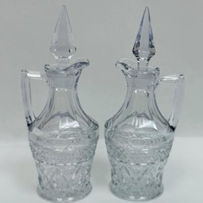 Pair of Vintage Crystal CAPE COD Glass Oil Cruet Bottle & Stopper 5oz