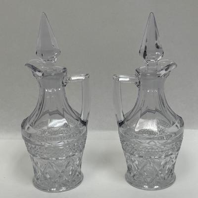 Pair of Vintage Crystal CAPE COD Glass Oil Cruet Bottle & Stopper 5oz