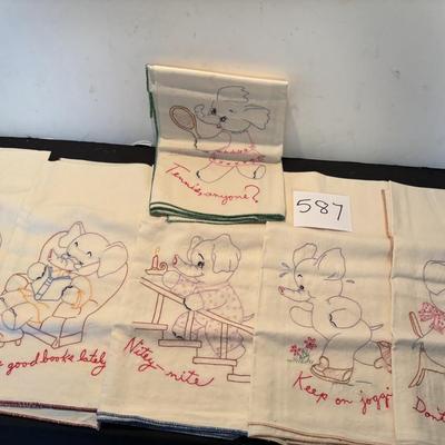 Set of Embroidered Tea Towels