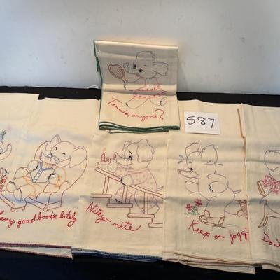 Set of Embroidered Tea Towels