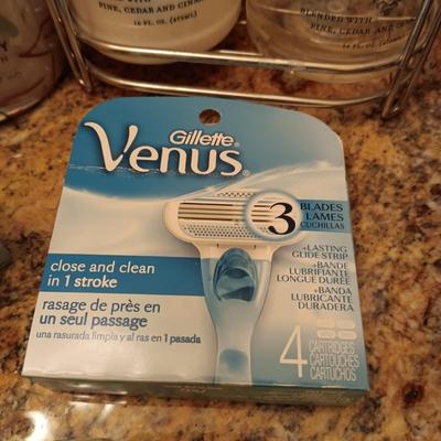 NEW INTUITION & VENUS SHAVING CARTRIDGES, LOTION, BATH SOAPS & WASH CLOTHS