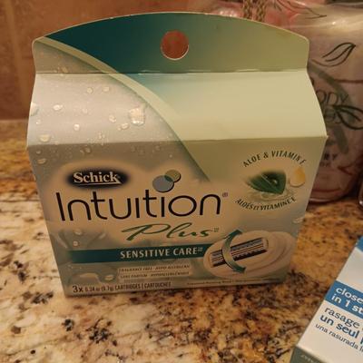 NEW INTUITION & VENUS SHAVING CARTRIDGES, LOTION, BATH SOAPS & WASH CLOTHS