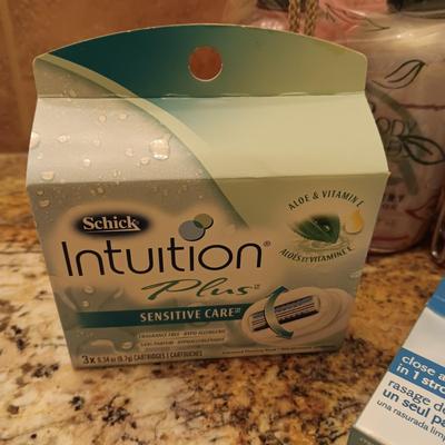 NEW INTUITION & VENUS SHAVING CARTRIDGES, LOTION, BATH SOAPS & WASH CLOTHS