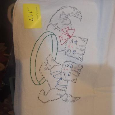 Sale Photo Thumbnail #315: large tea towel or other linen- embroidered