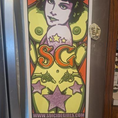 Sale Photo Thumbnail #317: this is rolled up, in this photo it was placed on a refrigerator and held with magnets to flatten it to see whole image but we will roll it up again for pickup.