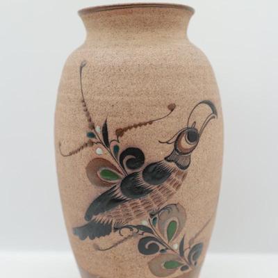 Mexican Pottery Vase Bird And Flowers