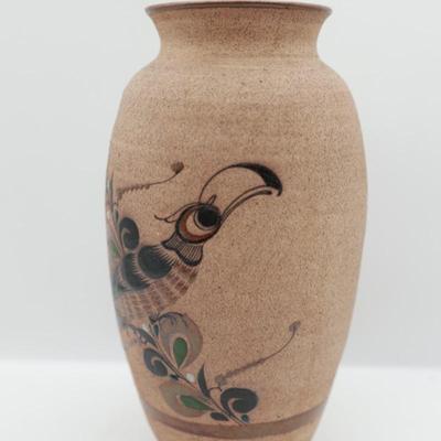 Mexican Pottery Vase Bird And Flowers