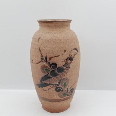 Mexican Pottery Vase Bird And Flowers