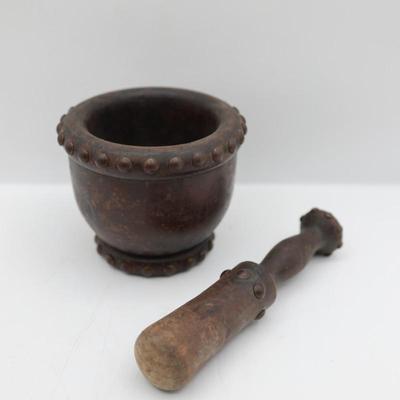 Vintage Wooden Mortar and Pestle