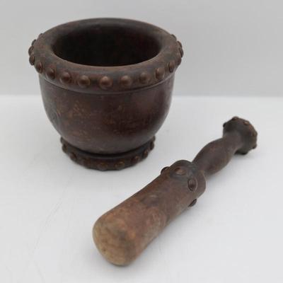 Vintage Wooden Mortar and Pestle