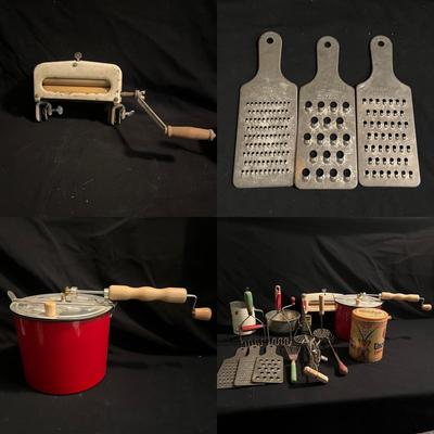Vintage Kitchen Utensils, Popcorn Popper & More (P-MG)