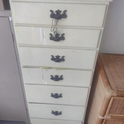 Vintage Solid Wood Painted Multi-Drawer Lingerie Dresser with Contents