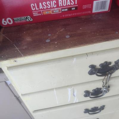Vintage Solid Wood Painted Multi-Drawer Lingerie Dresser with Contents
