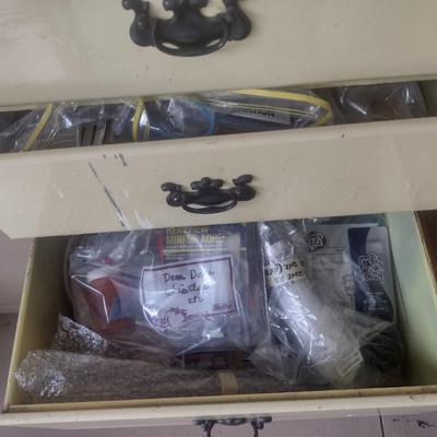 Vintage Solid Wood Painted Multi-Drawer Lingerie Dresser with Contents