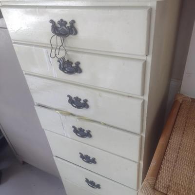 Vintage Solid Wood Painted Multi-Drawer Lingerie Dresser with Contents