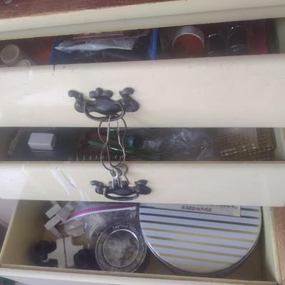 Vintage Solid Wood Painted Multi-Drawer Lingerie Dresser with Contents