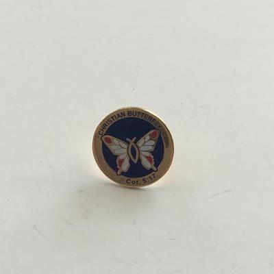 Max Griener marked Texas Christian butterfly push pin vintage