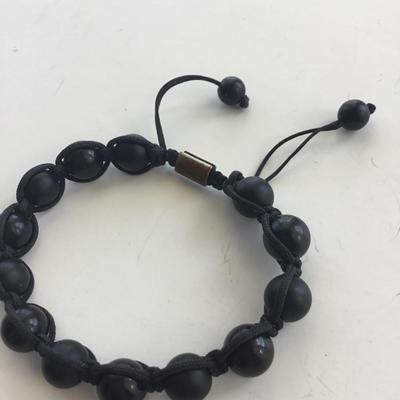 Black beaded adjustable fashion bracelet