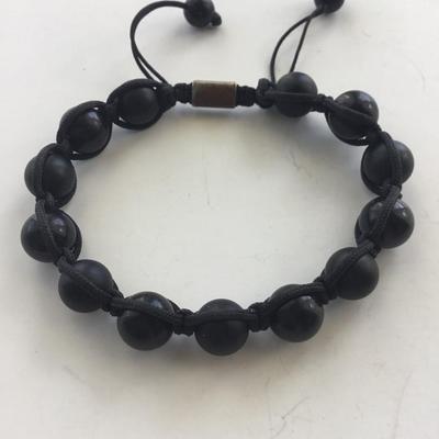 Black beaded adjustable fashion bracelet