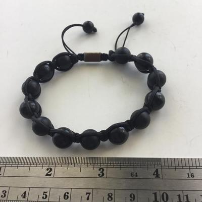 Black beaded adjustable fashion bracelet