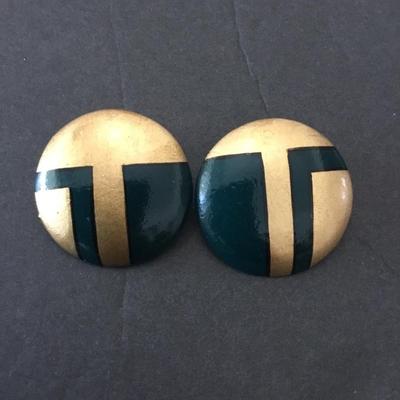Cool vintage Gold and black designed circular statement earrings
