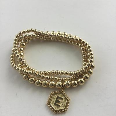 Gold tone beaded stretchy fashion bracelets