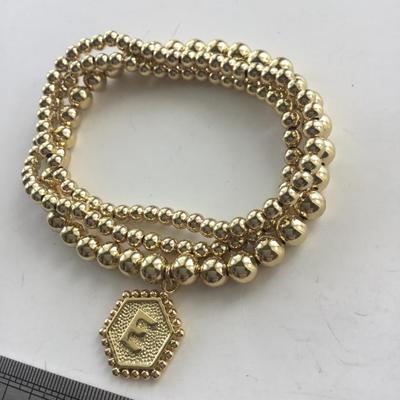 Gold tone beaded stretchy fashion bracelets
