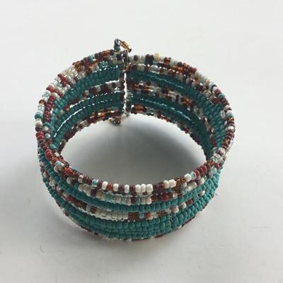 Colorful beaded cuff bracelet