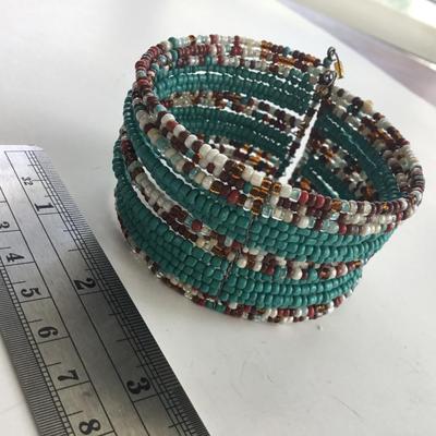 Colorful beaded cuff bracelet