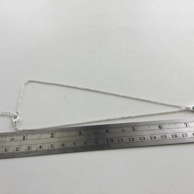 Letter M silver tone fashion necklace
