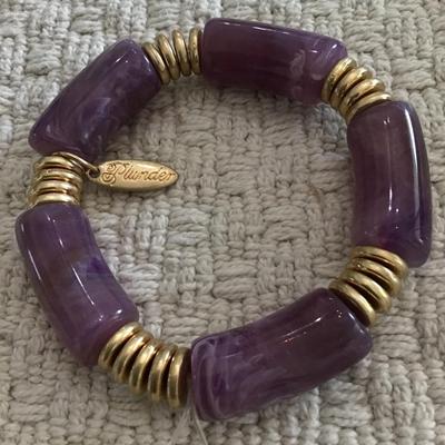 PLUNDER light purple marbled plastic beaded stretch bracelet
