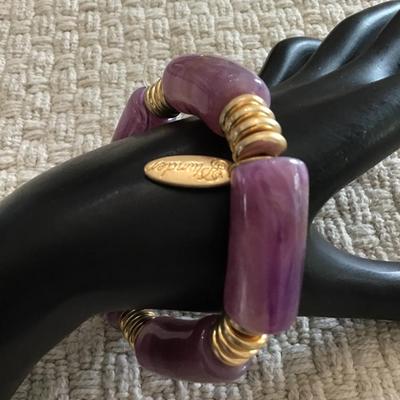 PLUNDER light purple marbled plastic beaded stretch bracelet