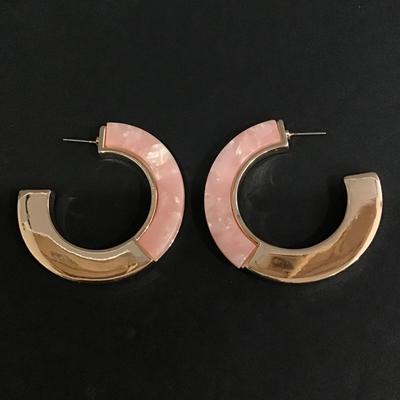 Gold tone large hoop acrylic earrings