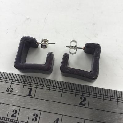 Dark purple ish colored square earrings
