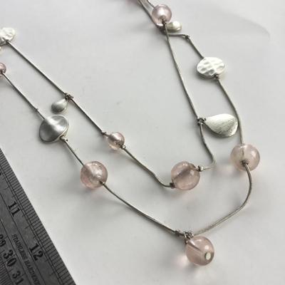 Light pink long fashion necklace