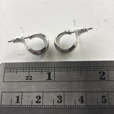 Small silver tone loop earrings