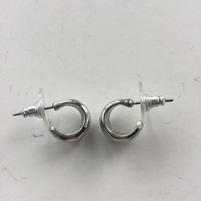 Small silver tone loop earrings