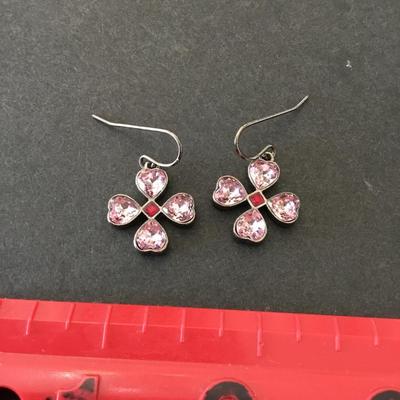 Beautiful violet, purple, Givenchy flower, dangle, earrings, crystal