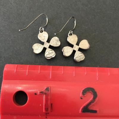 Beautiful violet, purple, Givenchy flower, dangle, earrings, crystal
