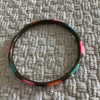 Vintage brass, multicolor shell inlay