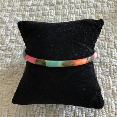 Vintage brass, multicolor shell inlay