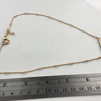 Gold tone L necklace mud pie marked