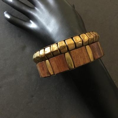 Beautiful, vintage brass, chunky wooden inlay Bengal bracelet very nice