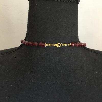 Beautiful vintage red amber faux glass bead necklace