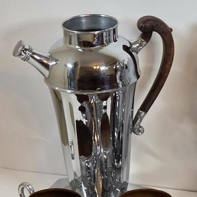 LOT 43K: MCM London & Brighton Chromium Footed Martini/Cocktail Shaker, Along w/Farber Brothers Serving Tray & GE Electric Coffee...