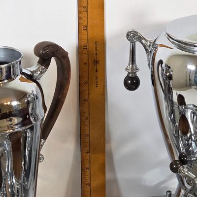 LOT 43K: MCM London & Brighton Chromium Footed Martini/Cocktail Shaker, Along w/Farber Brothers Serving Tray & GE Electric Coffee...